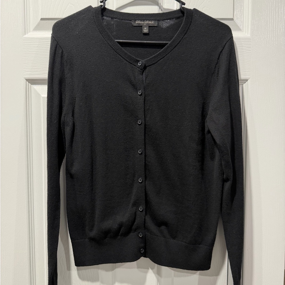 Banana Republic Elegant Black Button-Up Cardigan